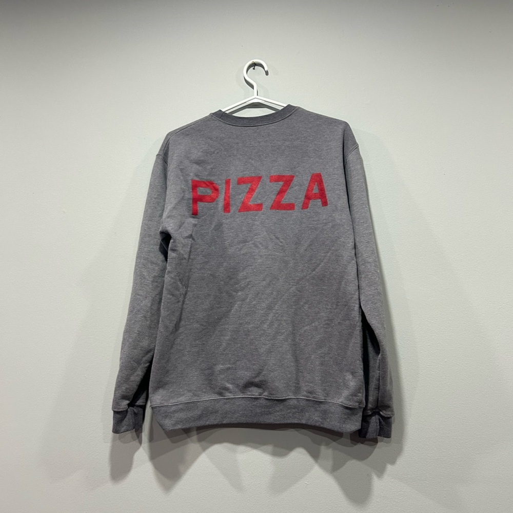 Y2K Oversized Grey Pizza fleece crew neck